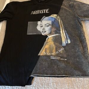 Maniere De Voir Black and Gray Short Sleeve Tee